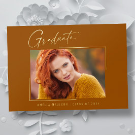 モダンユニークミニマルInk Script Graduate Card 箔招待状