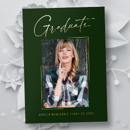 モダンユニークミニマルInk Script Graduate Card 箔招待状