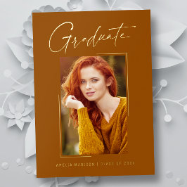 モダンユニークミニマルInk Script Graduate Card 箔招待状