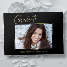 モダンユニークミニマルInk Script Graduate Card
