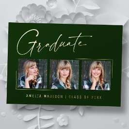 モダンユニークミニマルInk Script Graduate Card 箔招待状