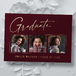 モダンユニークミニマルInk Script Graduate Card 箔招待状