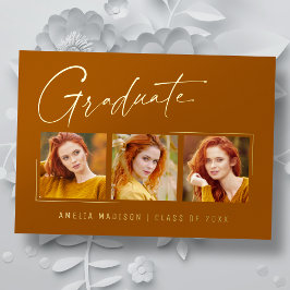 モダンユニークミニマルInk Script Graduate Card 箔招待状