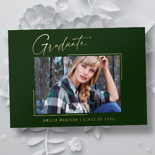 モダンユニークミニマルInk Script Graduate Card 箔招待状