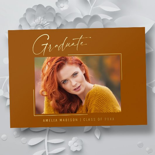 モダンユニークミニマルInk Script Graduate Card 箔招待状