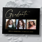 モダンユニークミニマルInk Script Graduate Card 箔招待状