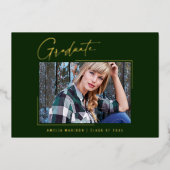 モダンユニークミニマルInk Script Graduate Card 箔招待状 (正面)