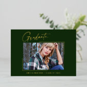 モダンユニークミニマルInk Script Graduate Card 箔招待状 (立ち正面)