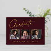 モダンユニークミニマルInk Script Graduate Card 箔招待状 (立ち正面)