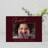 モダンユニークミニマルInk Script Graduate Card 箔招待状 (立ち正面)