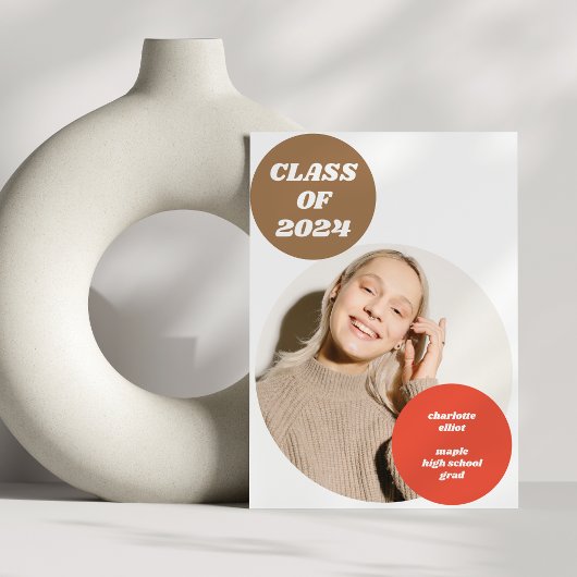 モダンユニークレトロ美的写真卒業 案内状