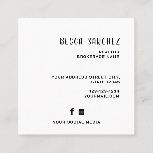 モダンユニーク不動産仲介業者 スクエア名刺 (裏面)