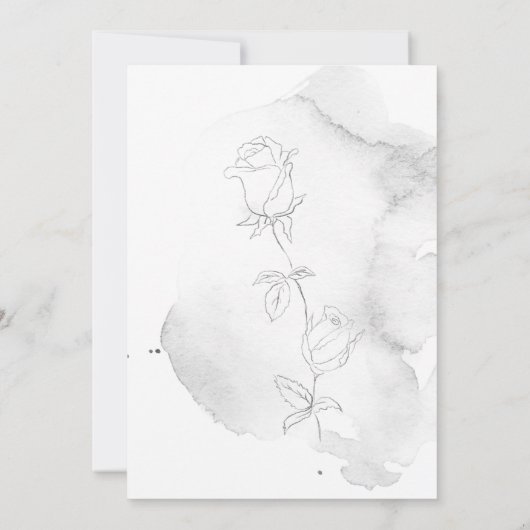 モダンユニーク埃の多い青い桃と結婚灰色 招待状 (裏面)