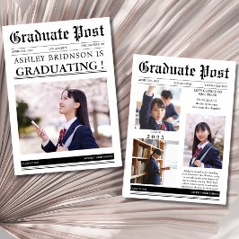 モダンユニーク新聞卒業 招待状