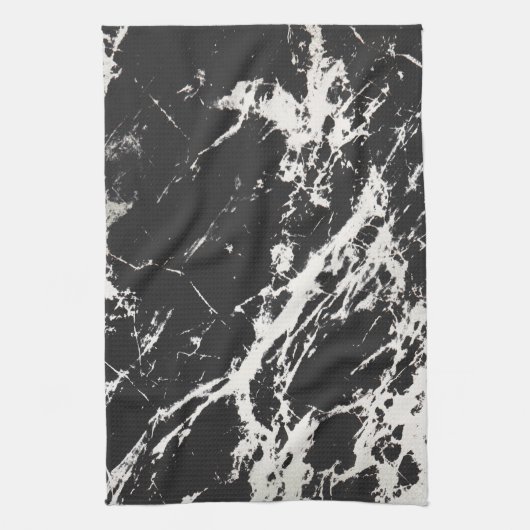 モダンユニーク白黒大理石模様 キッチンタオル (縦)