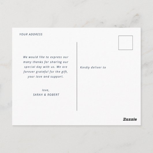 モダンユニーク結婚感謝していの写真カード ポストカード (裏面)