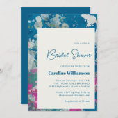 モダンユニーク絵を描抽象芸術ブルーブライダルシャワー 招待状 (正面/裏面)