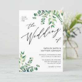 モダンユーカリの緑結婚草 招待状