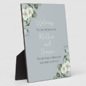 モダンユーカリデザイン結婚徴候 フォトプラーク (側面)