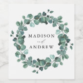 モダンユーカリパーソナライズされたグ結婚リー ワインラベル (シングルラベル)