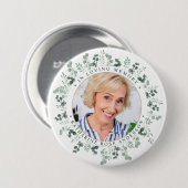 モダンユーカリパーソナライズされた記念碑 缶バッジ (正面&裏面)