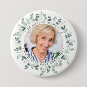 モダンユーカリパーソナライズされた記念碑 缶バッジ (正面)