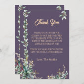 モダンユーカリフローラバビースシャワー感謝していユー 招待状 (正面/裏面)