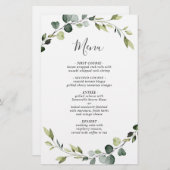 モダンユーカリリースの結婚ディナーメニュー (正面/裏面)