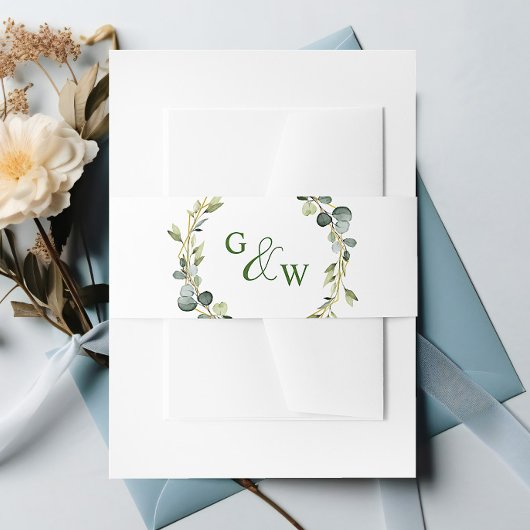 モダンユーカリリースフレ結婚ームズボホ 招待状ベリーバンド