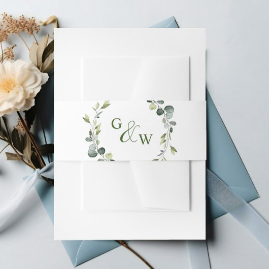 モダンユーカリリースフレ結婚ームズボホ 招待状ベリーバンド