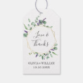 モダンユーカリ幾何学模様フローラ結婚の ギフトタグ (裏面)