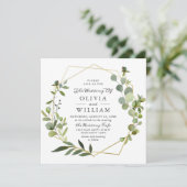 モダンユーカリ幾何学模様PHOTO結婚's 招待状 (スタンド正面)