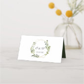 モダンユーカリ幾何結婚フレーム表 プレイスカード (裏面)