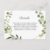 モダンユーカリ幾何結婚フレーム詳細 エンクロージャーカード (正面)