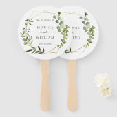 モダンユーカリ幾何結婚枠 ハンドファン (正面&裏面)