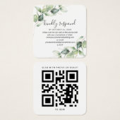 モダンユーカリ植物学結婚QRコードRSVP (正面&裏面)
