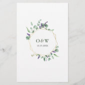 モダンユーカリ水の色の結婚ディナーメニュー (裏面)