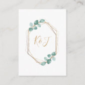 モダンユーカリ水カラー金ゴールドスクリプ結婚ト エンクロージャーカード (裏面)