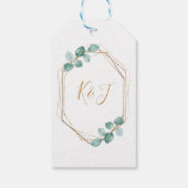 モダンユーカリ水カラー金ゴールドスクリプ結婚ト ギフトタグ (裏面)