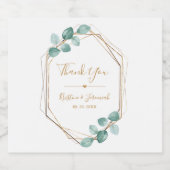 モダンユーカリ水カラー金ゴールドスクリプ結婚ト スパークリングワインラベル (シングルラベル)