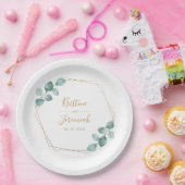 モダンユーカリ水カラー金ゴールドスクリプ結婚ト ペーパープレート (パーティー)