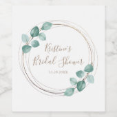 モダンユーカリ水色コーヒースクリプト結婚ズ ワインラベル (シングルラベル)