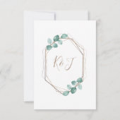 モダンユーカリ水色コーヒースクリプト結婚ズ 出欠カード (裏面)