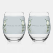 モダンユーカリ結婚レス眼鏡 ステムなしワイングラス (裏面)