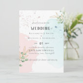 モダンユーカリ緑ブルーピンク結婚ズ (スタンド正面)