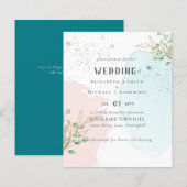 モダンユーカリ緑ブルーピンク結婚ズ (正面/裏面)