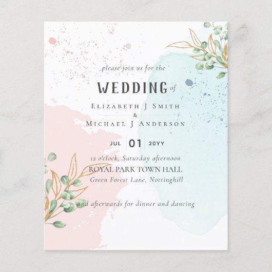 モダンユーカリ緑ブルーピンク結婚ズ (正面)