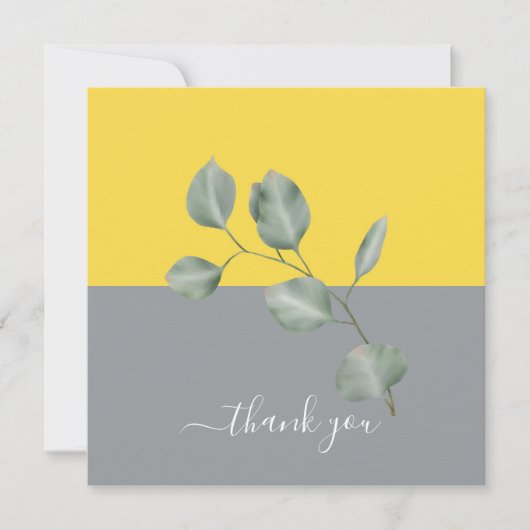 モダンユーカリ葉ーCOLORBLOCK Thank You カード (正面)