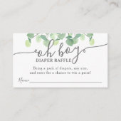 モダンユーカリOh男の子の赤ちゃんシャワーおむつラッフル エンクロージャーカード (正面)