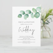 モダンユーカリQRコー結婚ド 招待状 (スタンド正面)